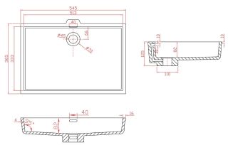 Раковина Montebianco Castello Uno 12113 54см белый